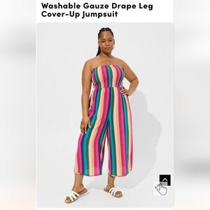 Torrid Jumpsuit Colourful Whimsical Gauze Drape Leg Romper plus size 3x New
